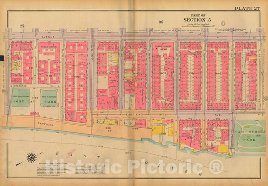 Historic Map : Atlas City of New York, Borough of Manhattan, Volume 3, 59th St to 110th St, Manhattan 1921 Plate 027 , Vintage Wall Art