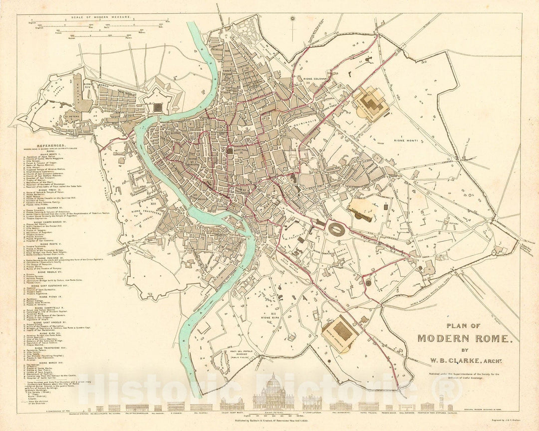 Historic Map : Europe, Rome 1830 , Vintage Wall Art