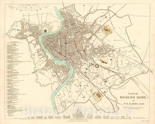 Historic Map : Europe, Rome 1830 , Vintage Wall Art