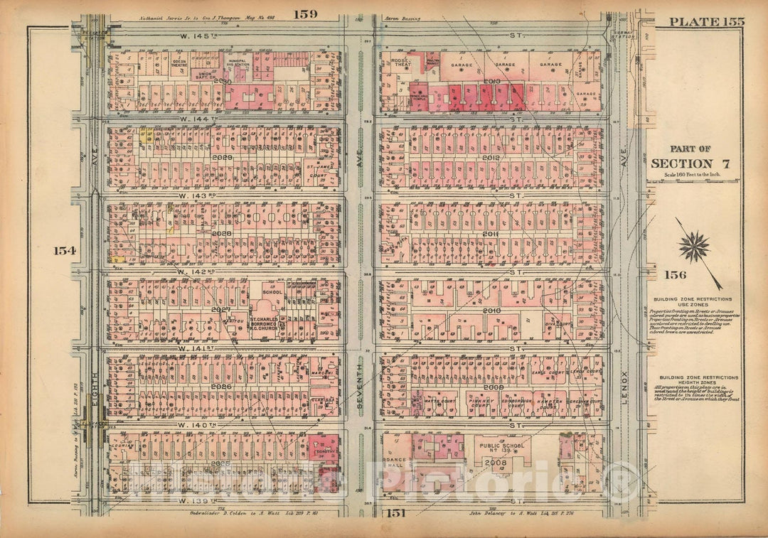 Historic Map : Land Book of the Borough of Manhattan, City of NY, Manhattan 1925 Plate 155 , Vintage Wall Art