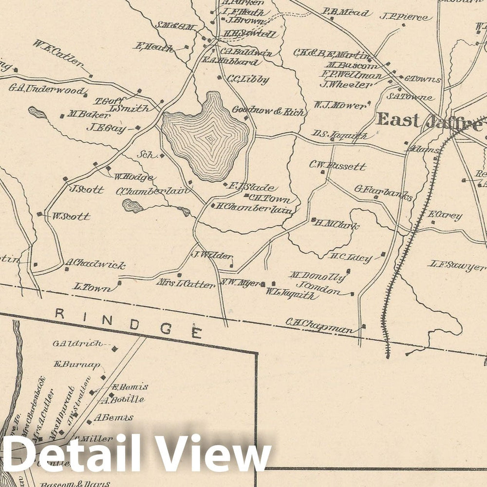 Historic Map : Jaffrey 1892 , Town and City Atlas State of New Hampshire , Vintage Wall Art