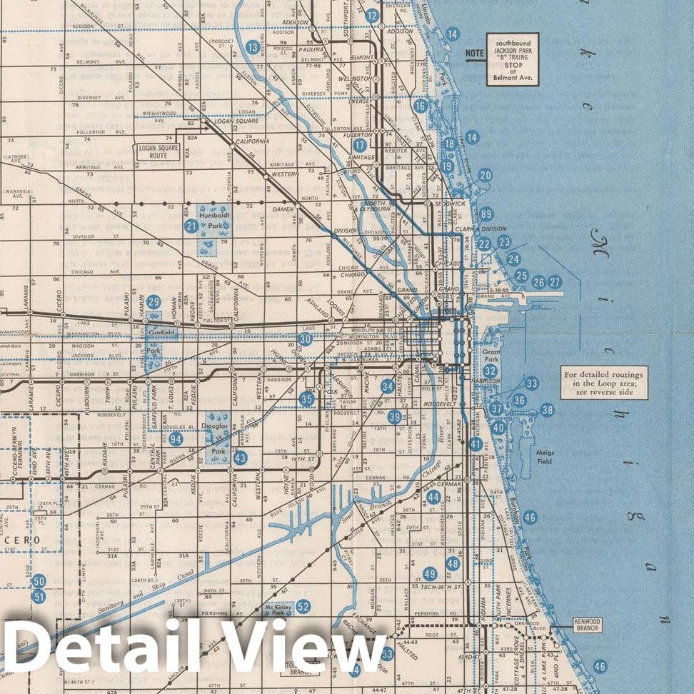 Historic Map : Chicago Transit Maps, Transit Map 1952 Railroad Catography , Vintage Wall Art