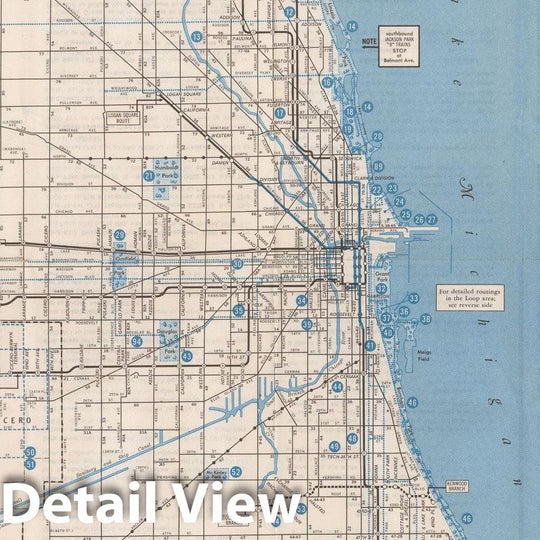 Historic Map : Chicago Transit Maps, Transit Map 1952 Railroad Catography , Vintage Wall Art