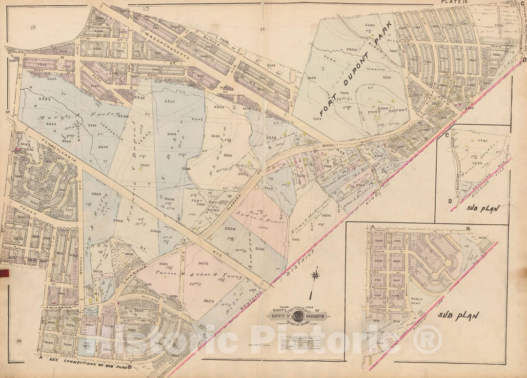 Historic Map : Atlas of Washington D.C. Volume 4 (NE, SE), Washington 1927 Plate 019 , Vintage Wall Art