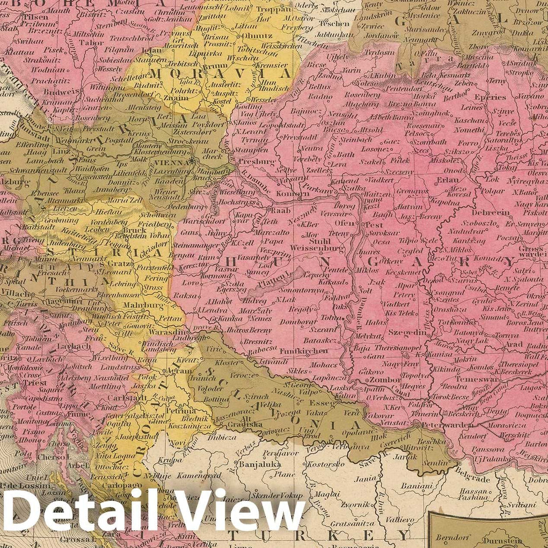 Historic Map : Austria & Hungary & Czech Republic & Slovakia & Austria-Hungary 1847 , A New Universal Atlas of the World , Vintage Wall Art