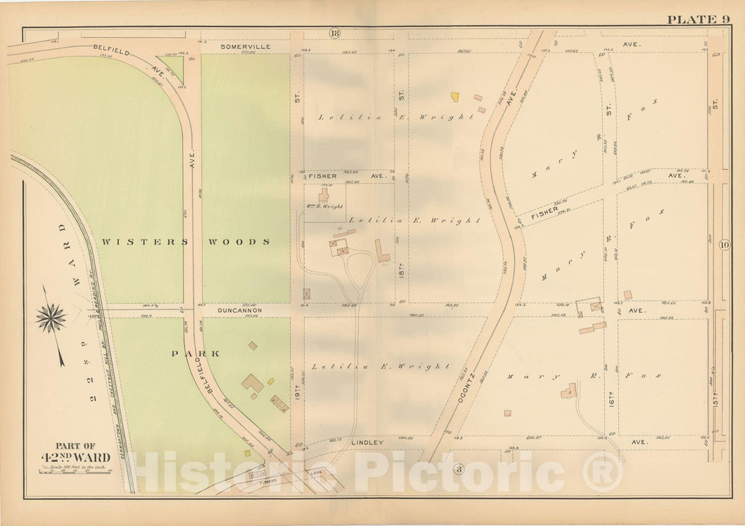 Historic Map : Atlas City of Philadelphia, 42nd Ward, Philadelphia 1913 Plate 009 , Vintage Wall Art