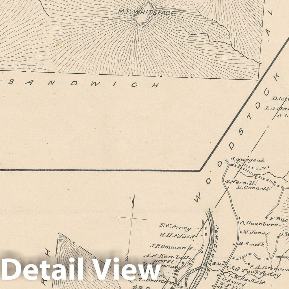 Historic Map : Thornton & Waterville 1892 , Town and City Atlas State of New Hampshire , Vintage Wall Art