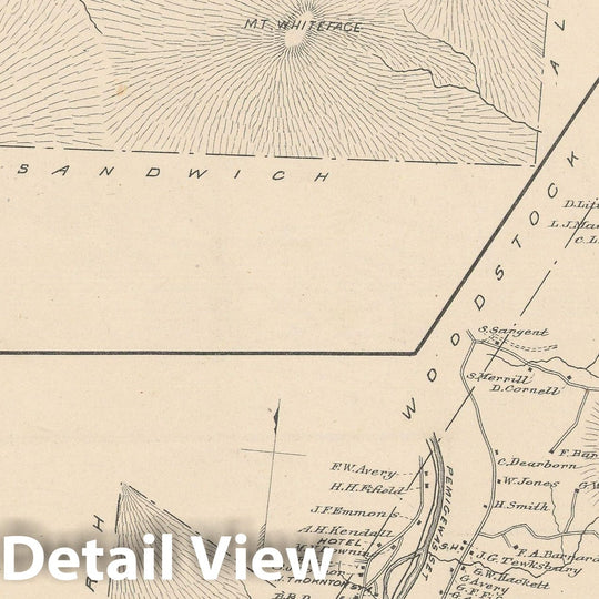 Historic Map : Thornton & Waterville 1892 , Town and City Atlas State of New Hampshire , Vintage Wall Art