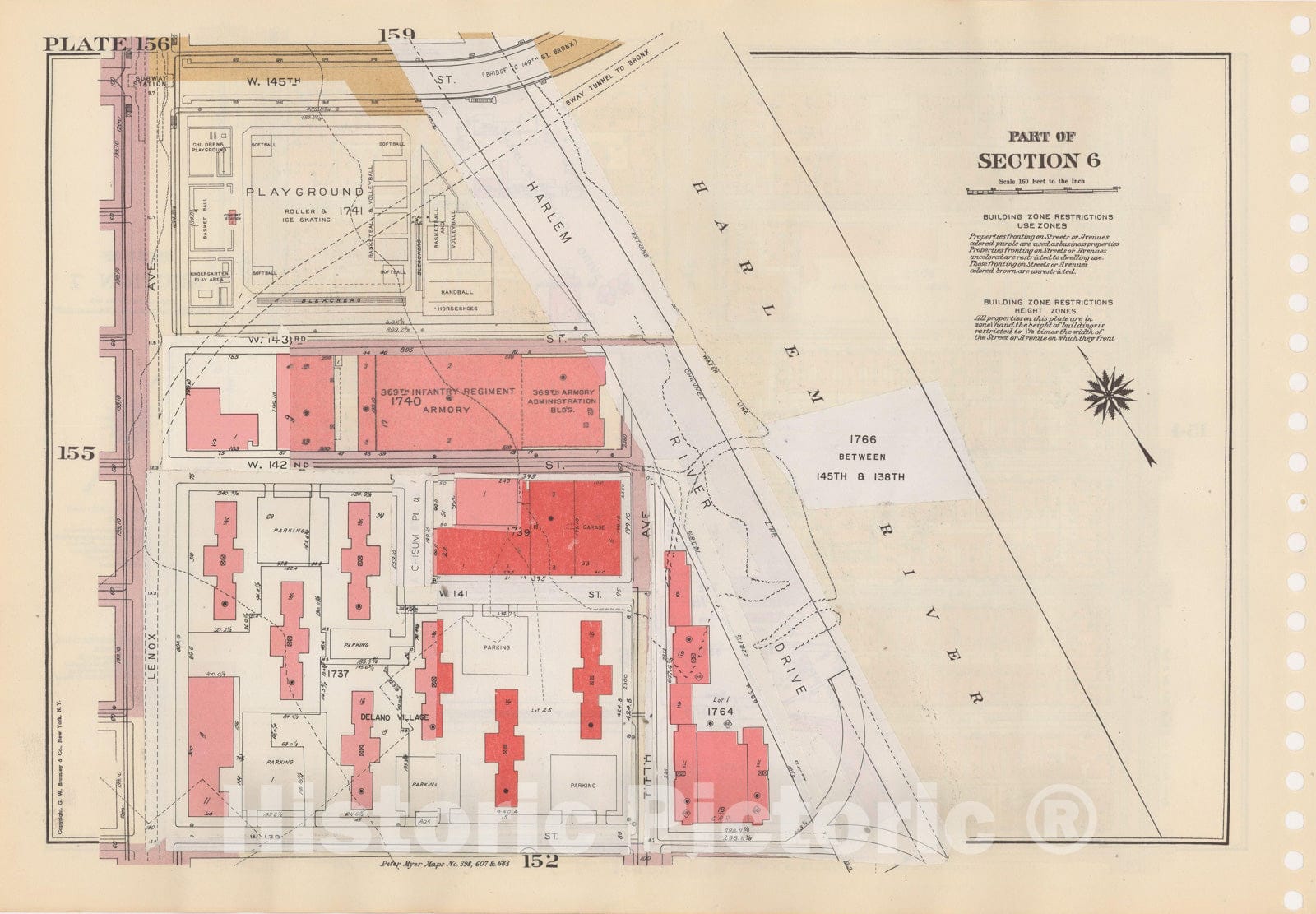 Historic Map : Manhattan Land Book 1955 - Updated Through Nov 7th, New York City 1975 Plate 156 , Vintage Wall Art