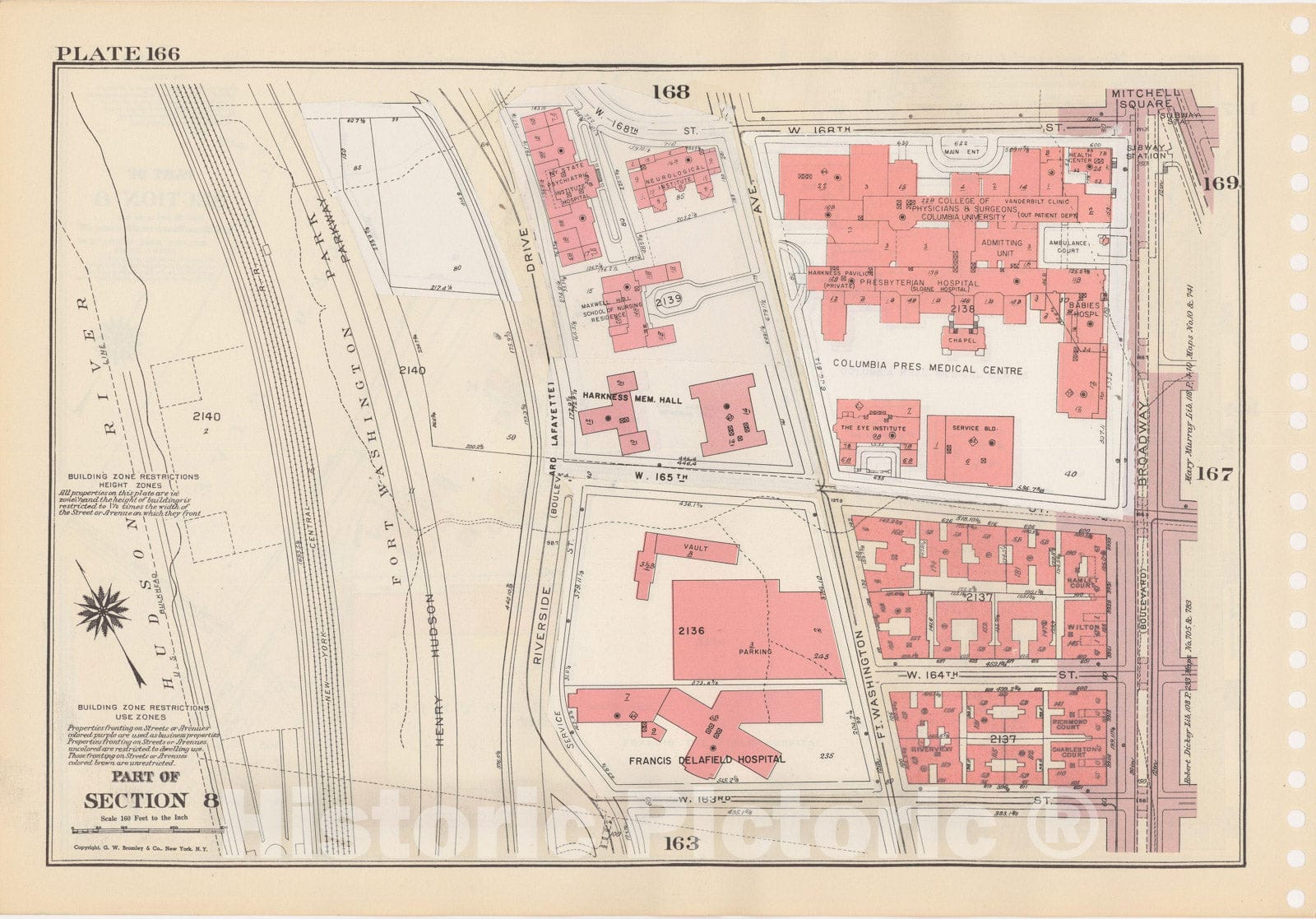 Historic Map : Manhattan Land Book 1955 - Updated Through Nov 7th, New York City 1975 Plate 166 , Vintage Wall Art