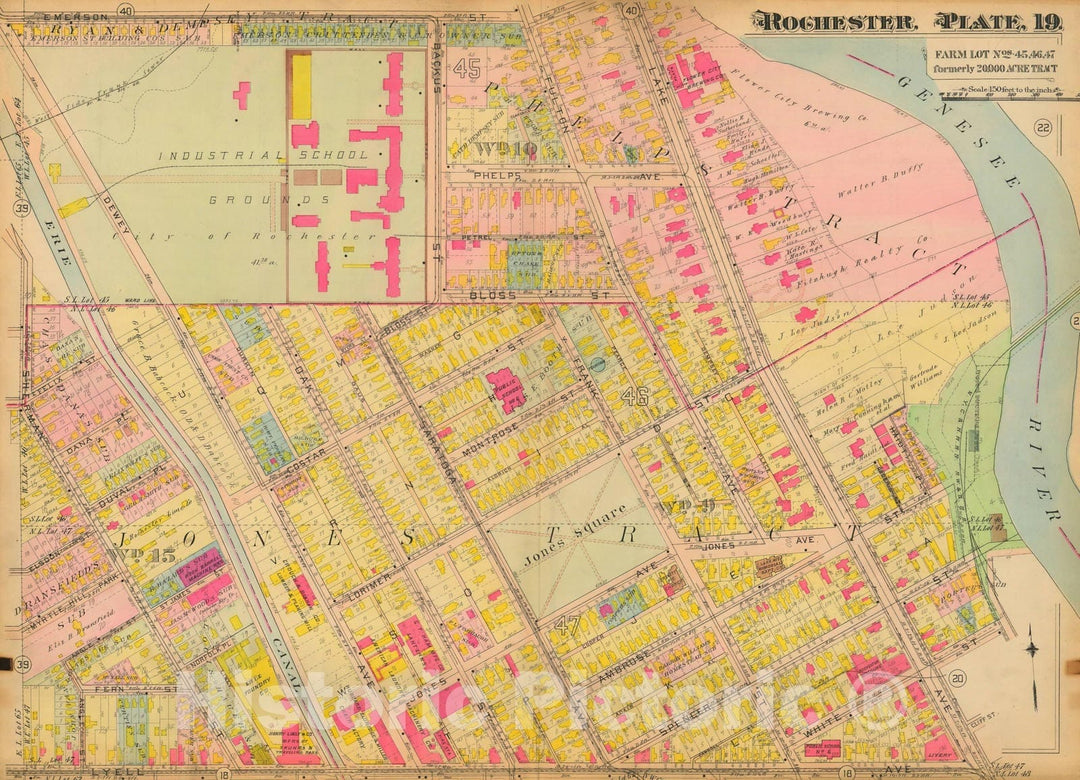 Historic Map : Atlas City of Rochester New York, Rochester 1910 Plate 019 , Vintage Wall Art