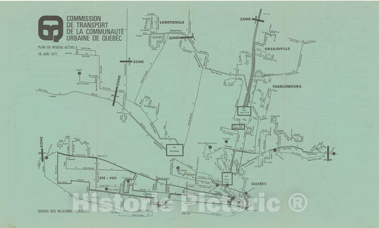 Historic Map : Quebec 1971 Transit Railroad Catography , Vintage Wall Art