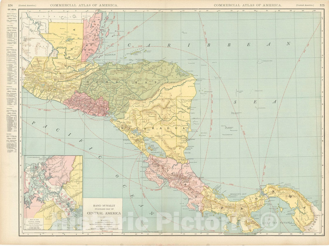 Historic Map : Commercial Atlas of America, 56th Edition, Central America 1925 , Vintage Wall Art