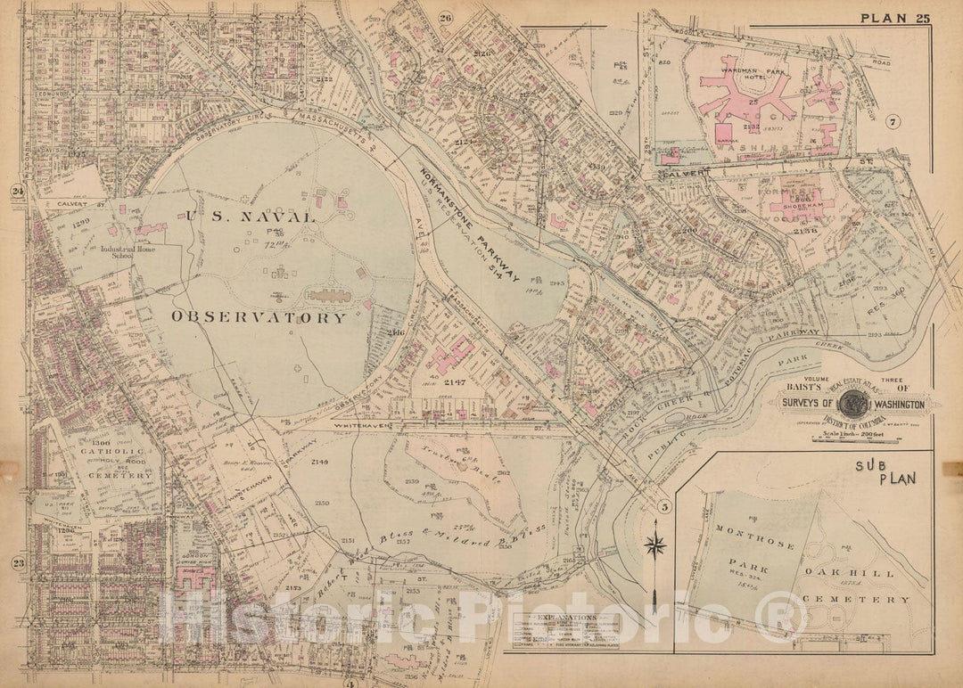 Historic Map : Atlas of Washington D.C. Volume 3 (Outer NW), Washington 1937 Plate 025 , Vintage Wall Art