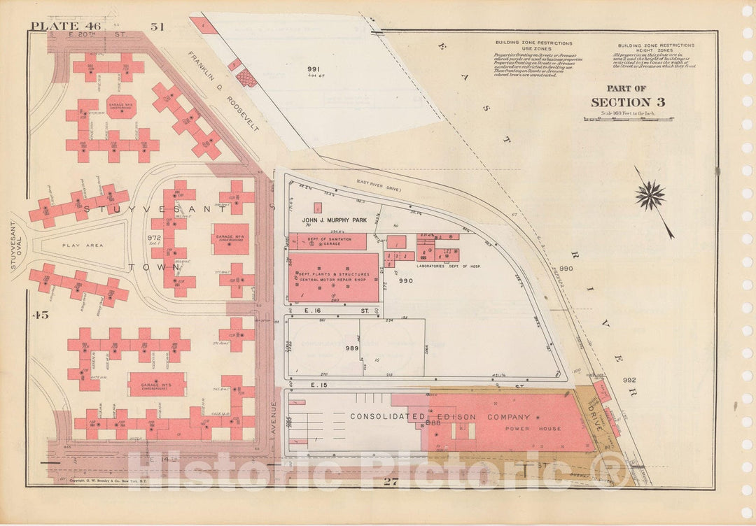 Historic Map : Manhattan Land Book 1955 - Updated Through Nov 7th, New York City 1975 Plate 046 , Vintage Wall Art