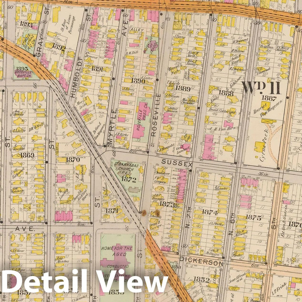 Historic Map : Atlas City of Newark, Newark 1901 Plate 019 , Vintage Wall Art