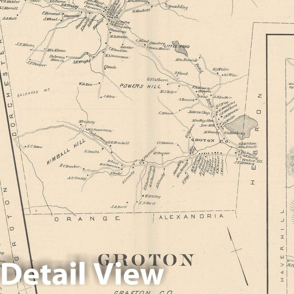 Historic Map : Benton & Dorchester & Groton 1892 , Town and City Atlas State of New Hampshire , Vintage Wall Art