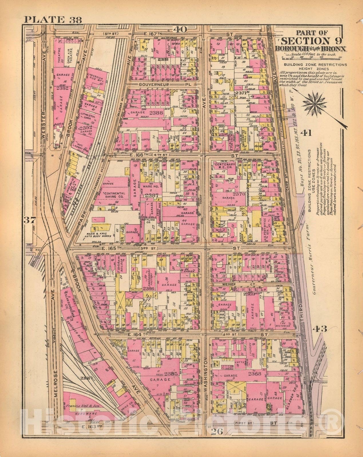 Historic Map : Borough of The Bronx, Sections 9-13, The Bronx 1928 Plate 038 , Vintage Wall Art