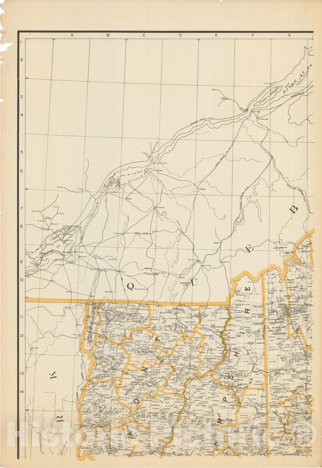 Historic Map : Northwest New England 1900 , Northeast U.S. State & City Maps , Vintage Wall Art