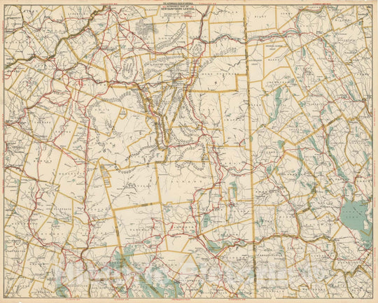 Historic Map : Central New Hampshire, White Mountains 1900 , Northeast U.S. State & City Maps , Vintage Wall Art