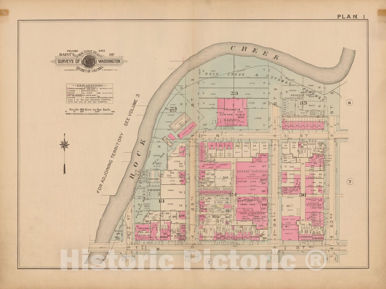 Historic Map : Atlas of Washington D.C. Volume 1 (Inner NW), Washington 1939 Plate 001 , Vintage Wall Art