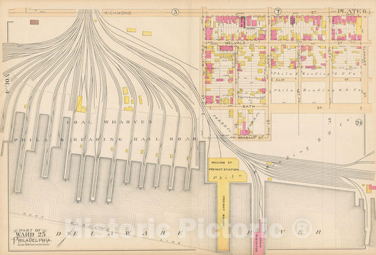 Historic Map : Atlas City of Philadelphia Volume 9 25th and 33rd Wards, Philadelphia 1891 Plate 006 , Vintage Wall Art