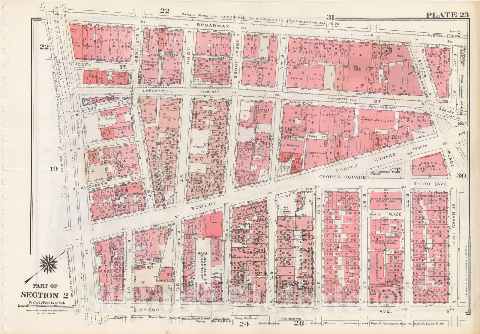 Historic Map : Manhattan Land Book 1955 - Updated Through Nov 7th, New York City 1975 Plate 023 , Vintage Wall Art