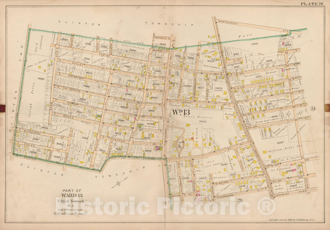 Historic Map : Atlas City of Newark, Newark 1901 Plate 026 , Vintage Wall Art