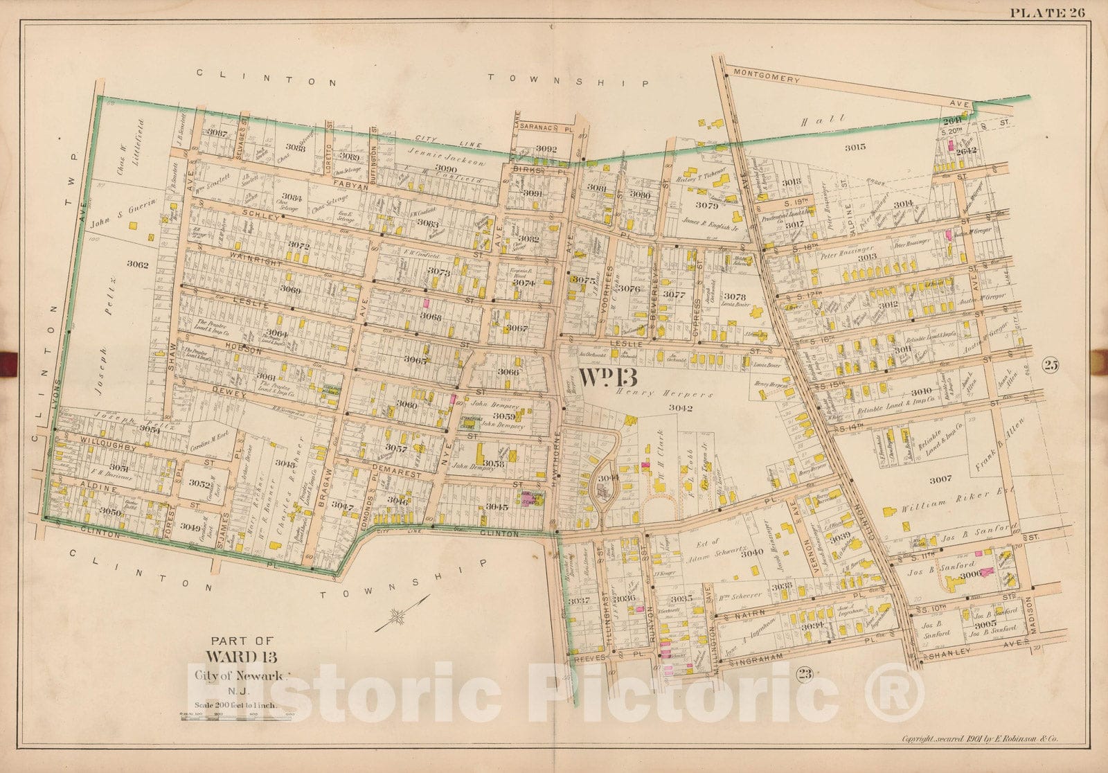 Historic Map : Atlas City of Newark, Newark 1901 Plate 026 , Vintage Wall Art