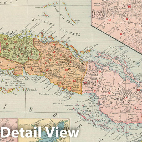 Historic Map : Cuba 1903 , Rand McNally Business Atlas , Vintage Wall Art