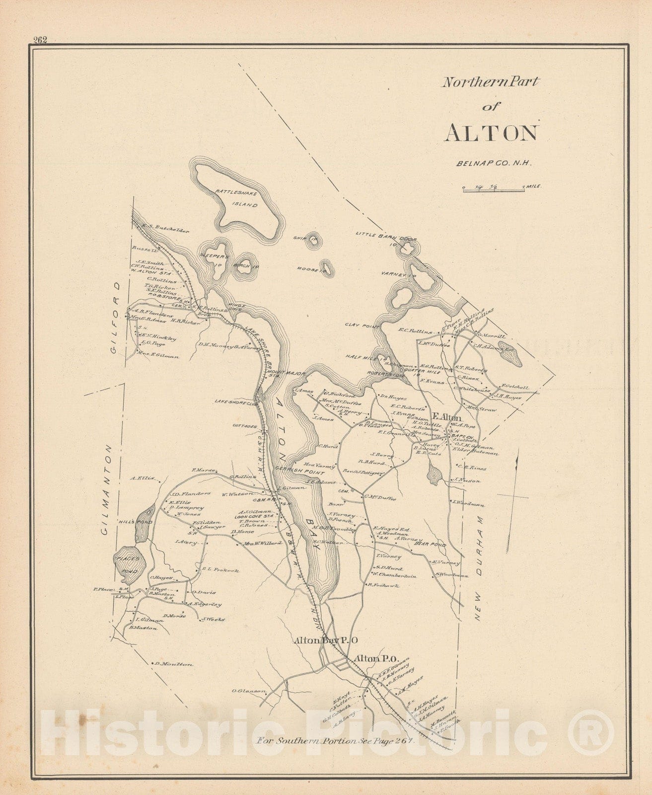 Historic Map : Alton 1892 , Town and City Atlas State of New Hampshire , Vintage Wall Art