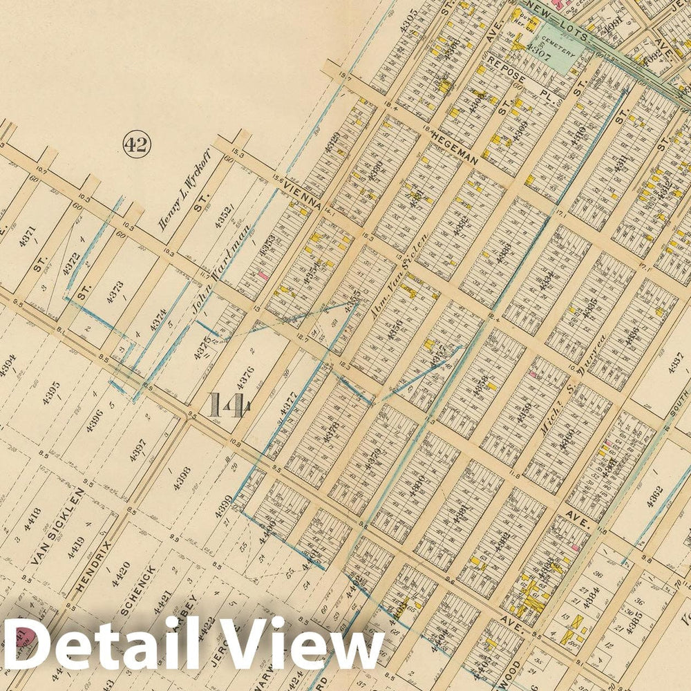 Historic Map : Vol. 1, Brooklyn 1908 Plate 043 , Atlas Borough of Brooklyn , Vintage Wall Art