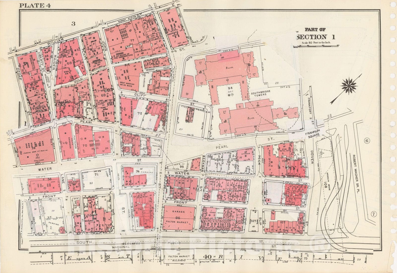 Historic Map : Manhattan Land Book 1955 - Updated Through Nov 7th, New York City 1975 Plate 004 , Vintage Wall Art