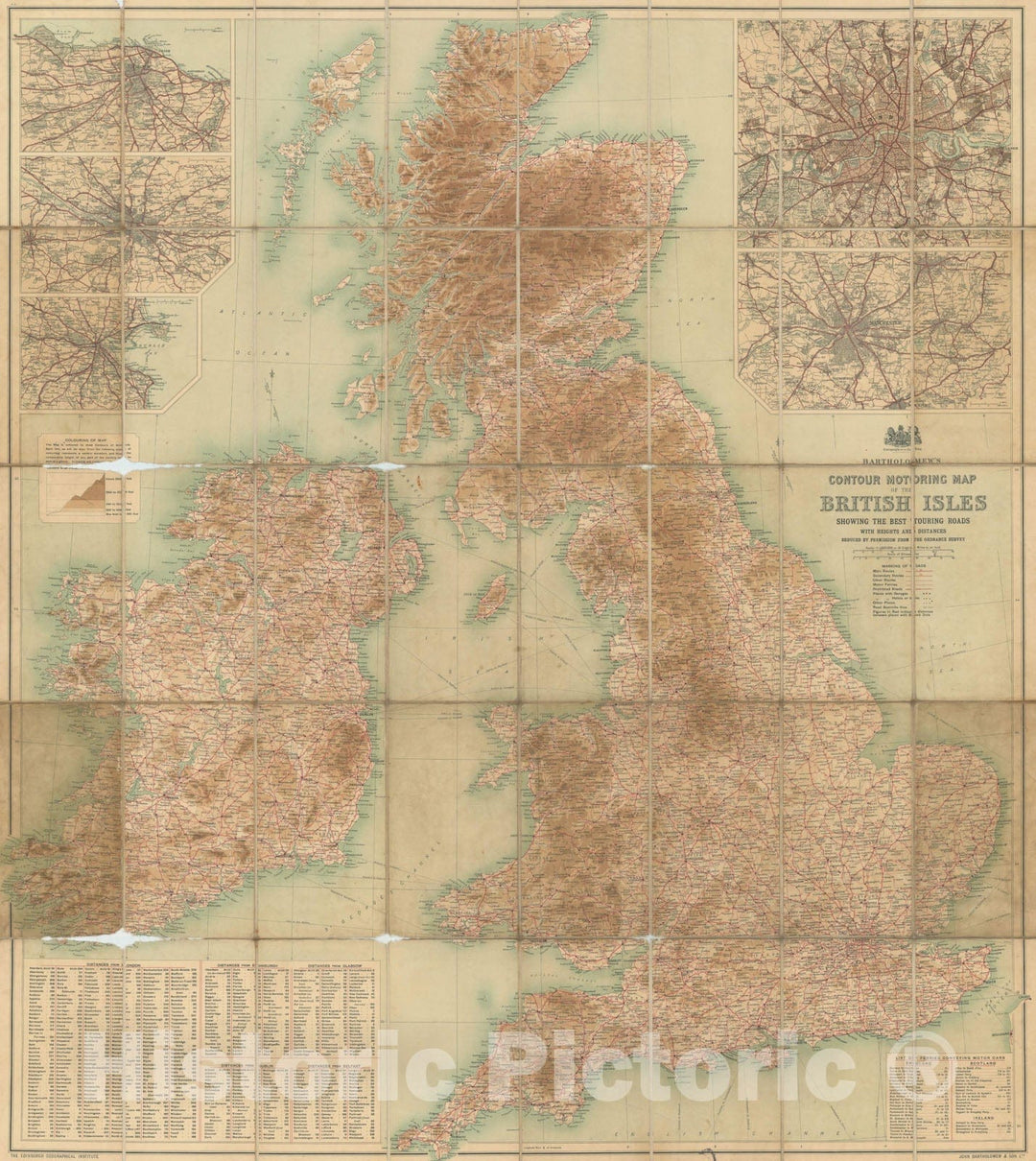 Historic Map : Europe, England & Ireland & Scotland , Vintage Wall Art