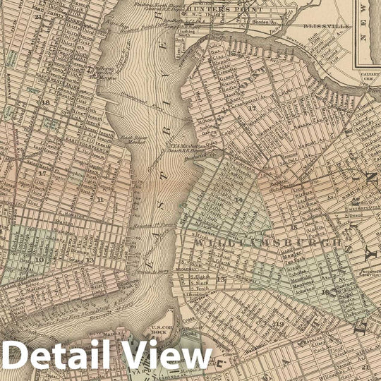 Historic Map : Brooklyn & New York City 1866 , Vintage Wall Art