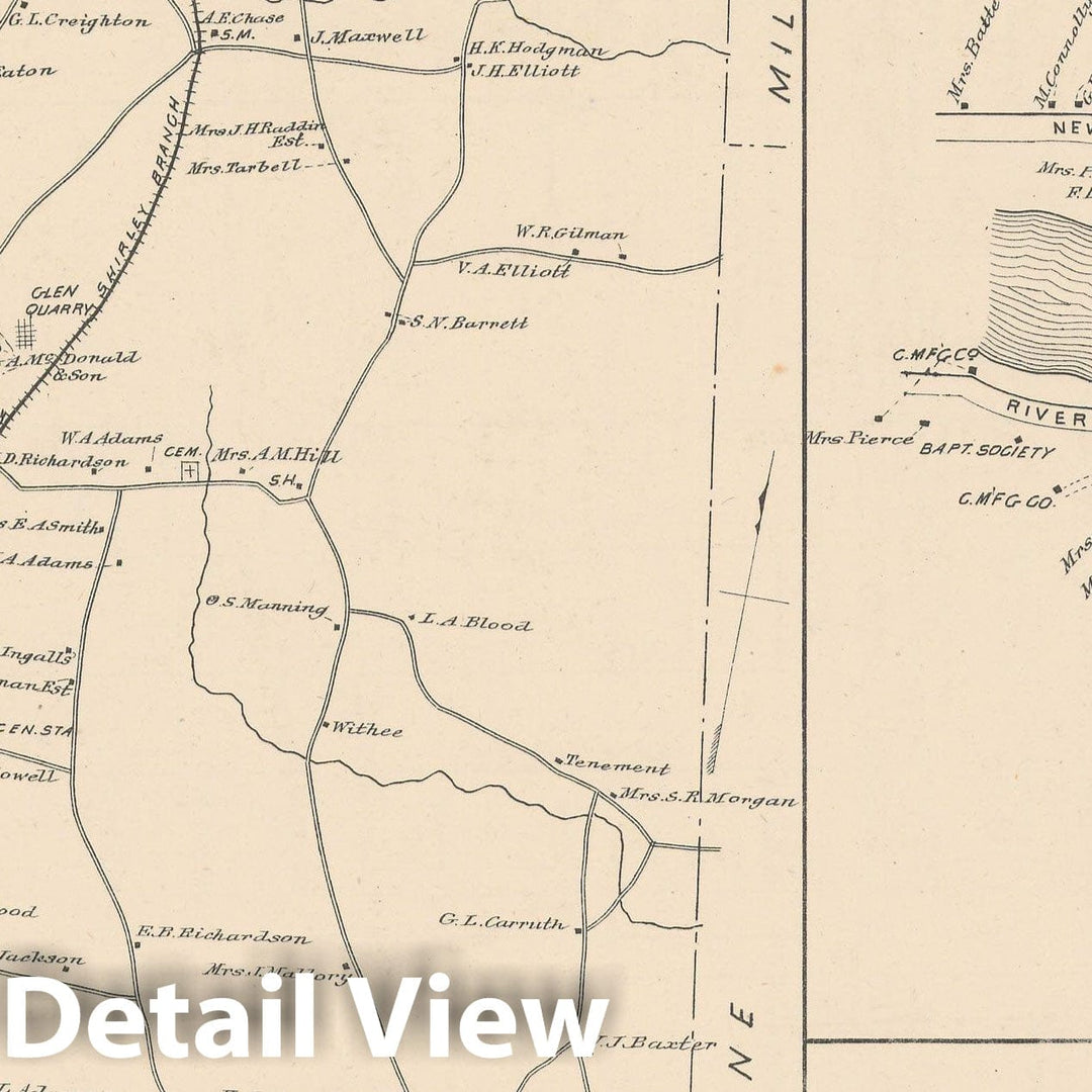 Historic Map : Greenville & Mason 1892 , Town and City Atlas State of New Hampshire , Vintage Wall Art