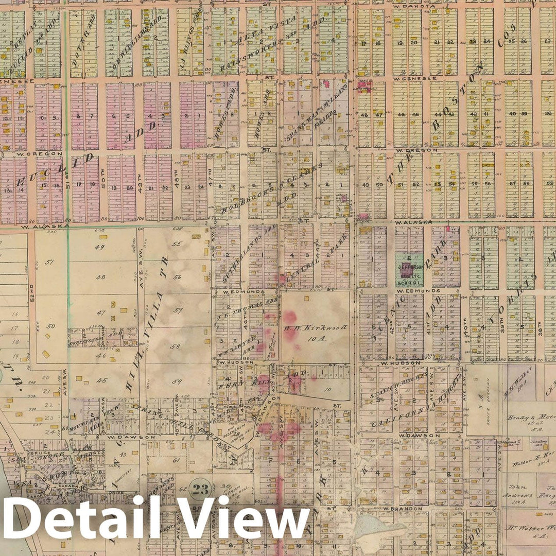 Historic Map : Real Estate Atlas of Surveys of Seattle, Seattle 1912 Plate 028 , Vintage Wall Art