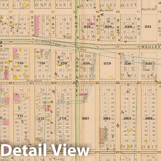 Historic Map : Manhattan & New York City 1885 Plate 024 , Robinson's Atlas City of New York , Vintage Wall Art