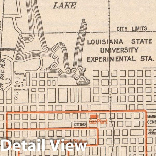 Historic Map : Baton Rouge 1914 , North American Electric Power and Traction Companies , Vintage Wall Art