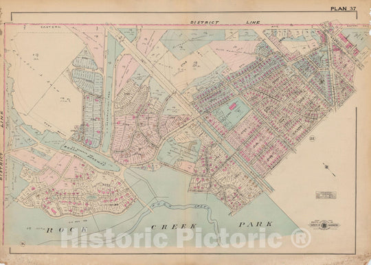 Historic Map : Atlas of Washington D.C. Volume 3 (Outer NW), Washington 1937 Plate 037 , Vintage Wall Art