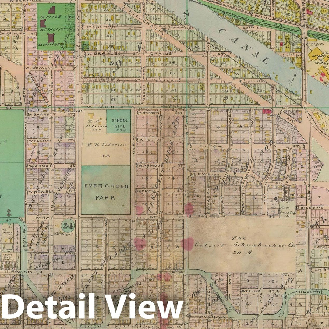 Historic Map : Real Estate Atlas of Surveys of Seattle, Seattle 1912 Plate 013 , Vintage Wall Art