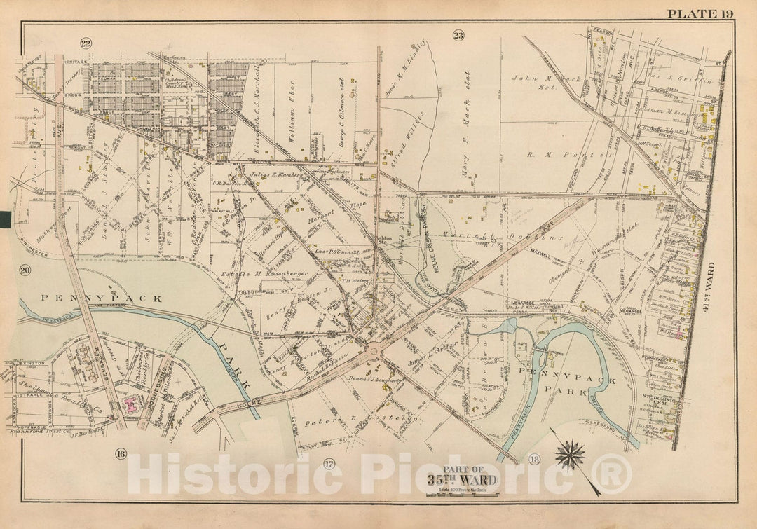 Historic Map : Atlas City of Philadelphia 35th Ward, Philadelphia 1927 Plate 019 , Vintage Wall Art