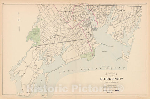 Historic Map : Bridgeport 1893 , Town and City Atlas State of Connecticut , v2, Vintage Wall Art