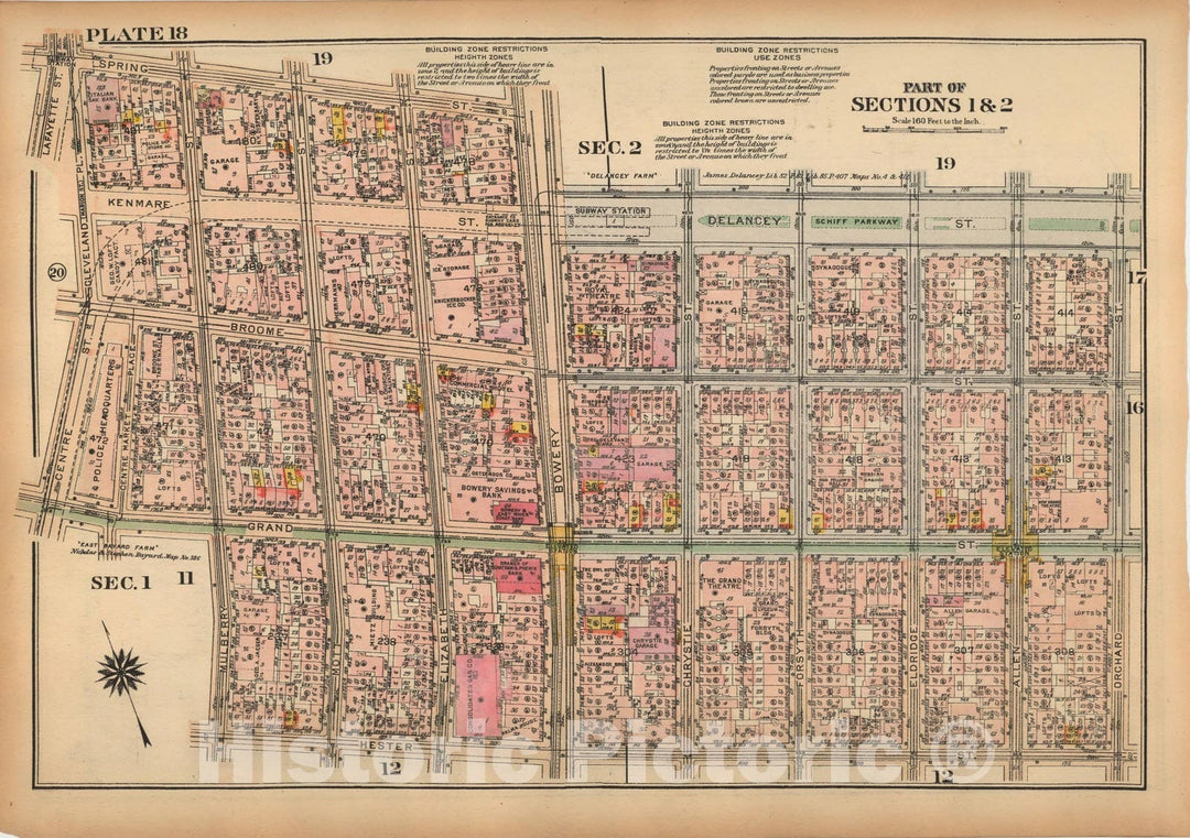 Historic Map : Land Book of the Borough of Manhattan, City of NY, Manhattan 1925 Plate 018 , Vintage Wall Art