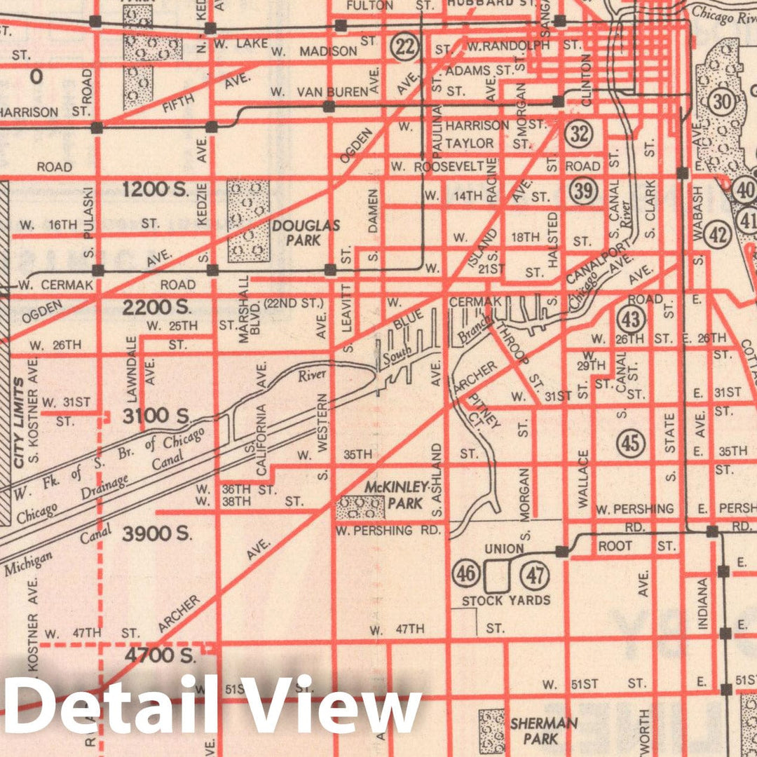 Historic Map : Chicago Transit Maps, Surface Lines Railroad Catography , v2, Vintage Wall Art