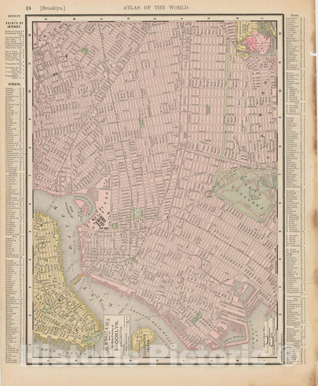 Historic Map : Brooklyn 1900 , Universal Atlas World , Vintage Wall Art