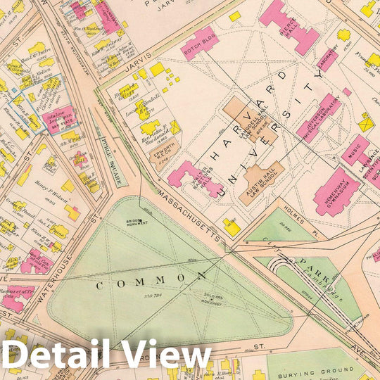 Historic Map : Cambridge Commons Ward 9, Cambridge 1916 , Vintage Wall Art