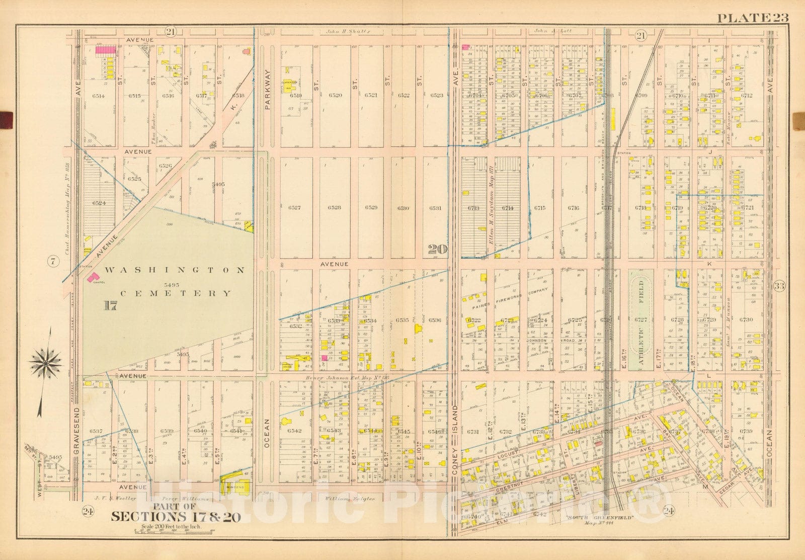 Historic Map : Vol. 2, Brooklyn 1907 Plate 023 , Atlas Borough of Brooklyn , Vintage Wall Art