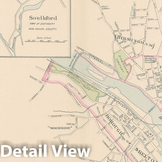 Historic Map : Derby & East Haven & Meriden & Southbury 1893 , Town and City Atlas State of Connecticut , Vintage Wall Art