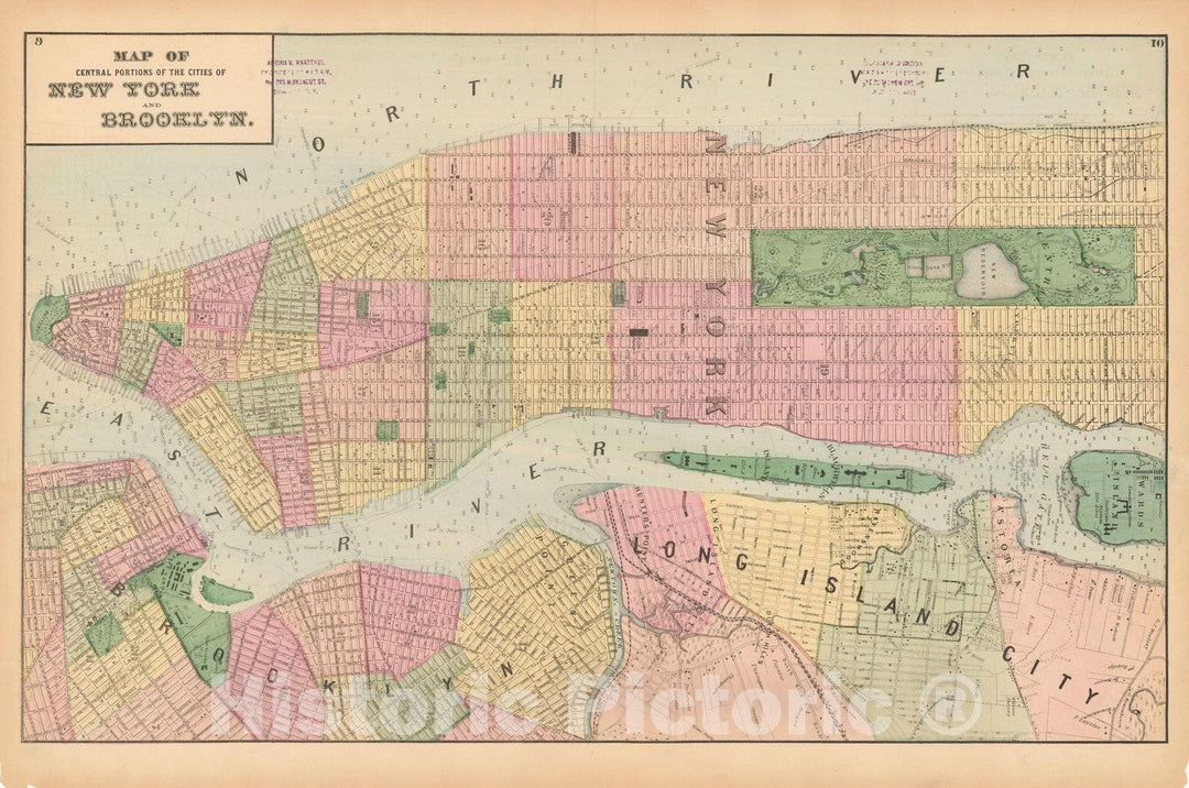 Historic Map : Atlas of Long Island, New York, New York City 1873 , Vintage Wall Art